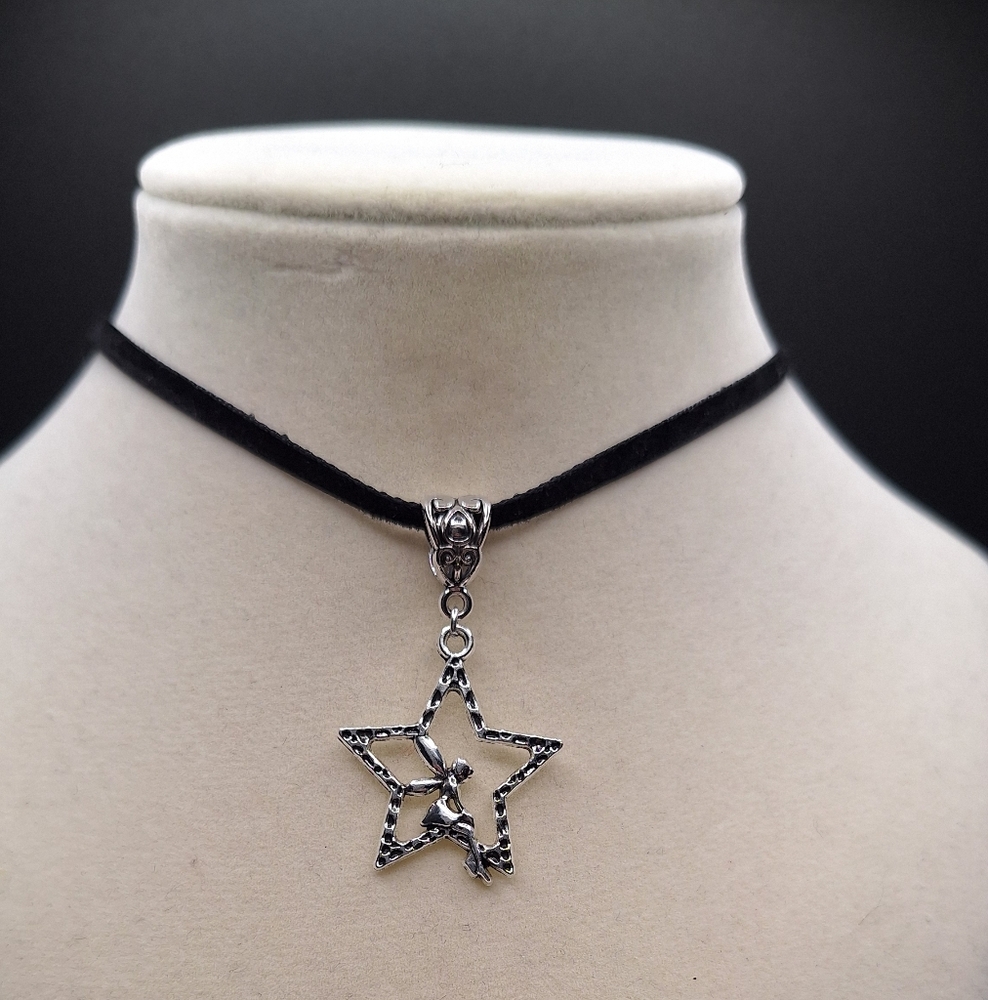 Handmade Black Velvet Fairy Star Cottage Core Choker